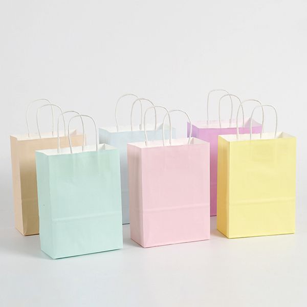 Autre organisation de stockage à domicile 6pcs Sacs en papier Macaron Sacs d'emballage cadeau de bonbons Sacs d'emballage pour enfants Licorne Décor de fête d'anniversaire Fournitures de douche de bébé Décor de mariage 230824