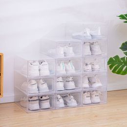 Autre organisation de stockage à la maison 6pcsset étui à chaussures en plastique transparent étui à tiroir épaissi boîtes à chaussures en plastique boîte empilable organisateur de chaussures boîte à chaussures 230617