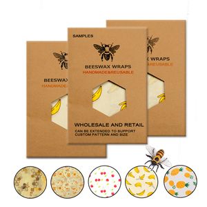 Other Home Storage Organization Eco Friendly Reusable Food Wraps Fresh Keeping Organic Beeswax Cloth Wrap Cling Custom Made Pattern Wholesale 230919