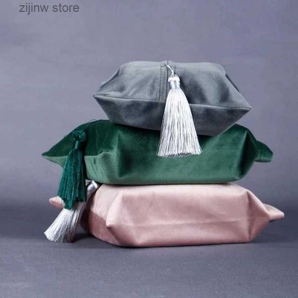Autre organisation de stockage à domicile Ins style sac de tissu en tissu velours moderne minimaliste à la main gland couverture de tissu boîte de tissu de bureau boîte de rangement en flanelle Y240329