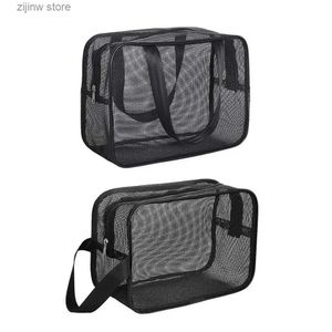 Autre organisation de stockage à domicile Sac de bain portable Mesh Douche Pochette de toilette Voyage Maquillage Support de rangement Sac de bain portable Mesh Shower Bag Y240329