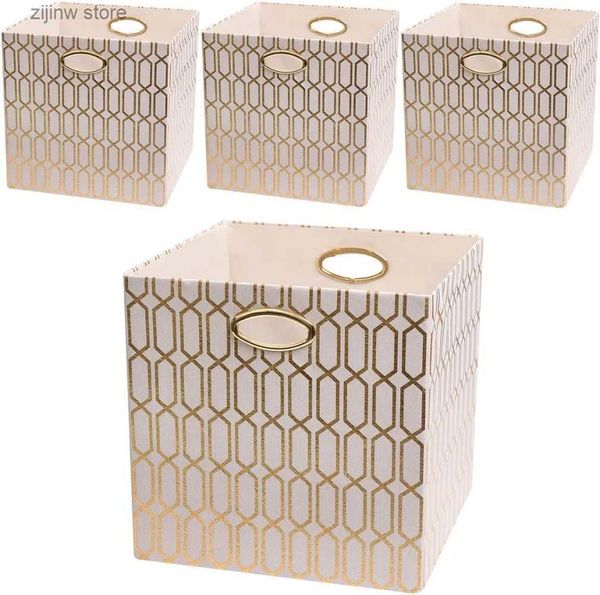 Autre organisation de stockage à domicile Bacs de rangement Posprica Cubes de rangement 13x13 Tiroirs en tissu Organisateur Boîtes de panier Conteneurs 13x13x134 pcs Géométrie Creamgold Y240