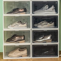 Otra organización de almacenamiento en el hogar Caja de zapatillas Zapatos combinados apilables Caja de plástico plegable Cajón a prueba de polvo Organizador transparente Caja de zapatos 230617