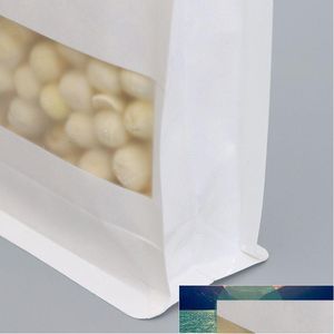 Autre organisation de stockage à domicile Stobag 50pcs Sacs en papier kraft blanc givré huit côtés scellant les aliments auto-drop livraison maison jardin H Dhnol