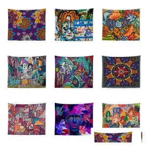 Andere Thuis Textiel 150X130Cm 20 Stijlen Graffiti Tapijt Muur Opknoping Strand Picknick Gooi Tapijt Deken Decor Indoor Yoga Kids Mat T2I3 Dhfdc