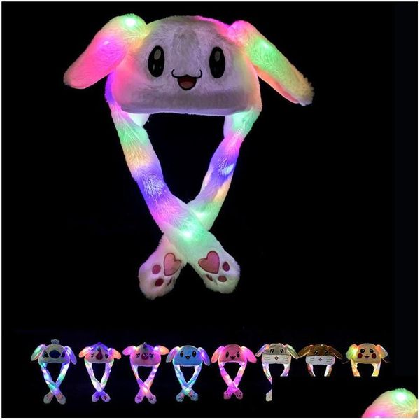 Autres textiles de maison 33 Styles Led Light Plush Hat Cartoon Animal Cap Pour Lapin Chat Lapin Oreille Mobile Chapeaux Adt Enfants Noël Hiver W Dhi8C