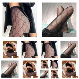 Autre Maison Textile Designer Chaussettes Femmes Sexy Lettre Bas Mode De Luxe D'été Respirant Jambe Collants Dentelle Bas Danse Dres Dhbeq