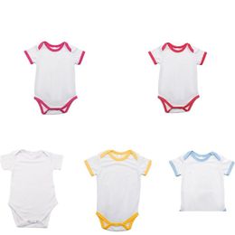 Autre Home Textile DIY Sublimation Blanks Baby Combinaisons Blanc Contton Fille Infant Romper Transfert de chaleur Impression Enfant Garçon Bodysui Dhrdp
