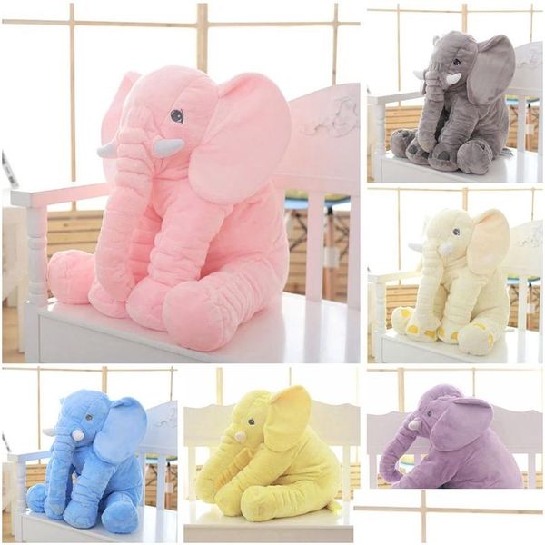 Otros textiles para el hogar Niños grandes Peluche Elefante Juguete Slee Cojín trasero Muñeca PP Forro de algodón Bebé Animales de peluche Y200103 Drop Delivery Ga DH3BZ