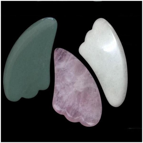 Autre textile à la maison Triangle rose Facial Mas Gua Sha Board Naturel Jade Pierre Soins Sain Guasha Scra Prévenir Drop Livraison Jardin Tex Dhkh9