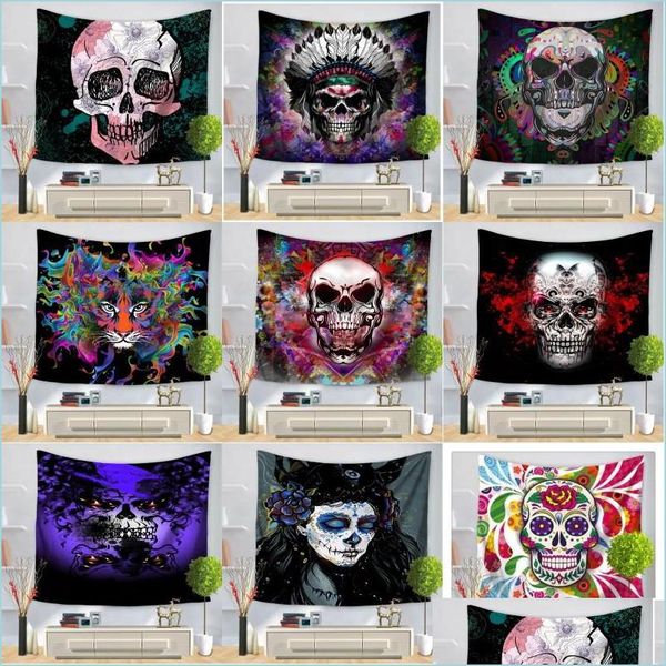 Autre maison Textile Skl Tapestry Halloween Mur suspendu Mat de yoga serviette de couverture de couverture de pique-nique Sofa Er Costume Party Femme Drop Drop Deliv Dhepu