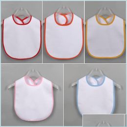 Andere huizen textiel Sublimatie Blanco Baby Bib Diy Warmteoverdracht Toddler Burp Doeken Polyester Witte feeder Bibs Drop Delivery Garden Dh8bq