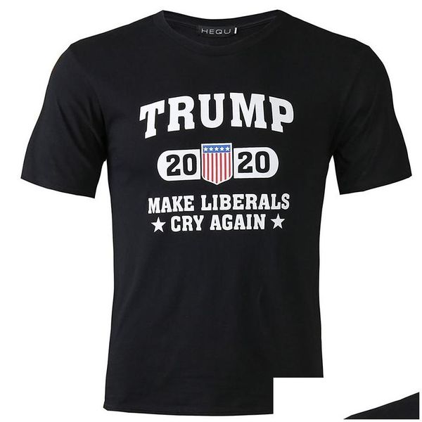 Otros textiles para el hogar Camiseta con estampado de Trump S-3Xl O-cuello de manga corta para hombre Camisas de algodón de verano Camiseta de moda Negro Regalos casuales Vt0642 Dhsmd