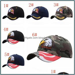 Autres textiles à la maison Usa Drapeau Casquette de baseball Hommes Femmes Eagle Broderie Snapback Hat Outdoor Casual Sport Ball Camouflage Sun Visor Drop Dhcas