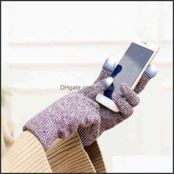 L'écran tactile d'hiver d'autres textiles de maison épaississent les gants tricotés chauds Non-Sl Dhax7