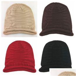 Autre Accueil Textile Femmes Hommes Adt Bonnet Tricoté Mode Bonnets D'hiver Chaud Chapeau De Laine Noir Beige Gris Rouge Solide Élastique Dbc Vt0779 Drop Dhkmw