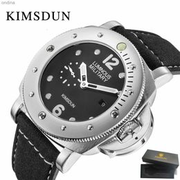 Autre KIMSDUN luxe mode militaire haut marque hommes Quartz bracelet en cuir sport décontracté Relogio Montre Femme poignet YQ240122