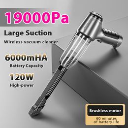 Otras herramientas de limpieza del hogar Accesorios 19000Pa 120W Aspirador de coche inalámbrico de mano Succión portátil Soplador de polvo integrado para el hogar 230422