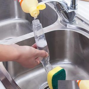 Andere huishoudelijke reinigingsgereedschap Accessoires Bad Bash Borstel Spons Tegels met vulvloeistof Soap Dispenser Scrubber Washing Kitchen Dhvy0