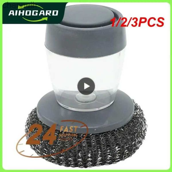 Otras herramientas de limpieza para el hogar Accesorios 1/2/3PCS Limpiador Cocina Rust Pot Pans Scrubber Steel Remover Scraper Brush Kit Metal Jabón Scrub Utensilio 240318