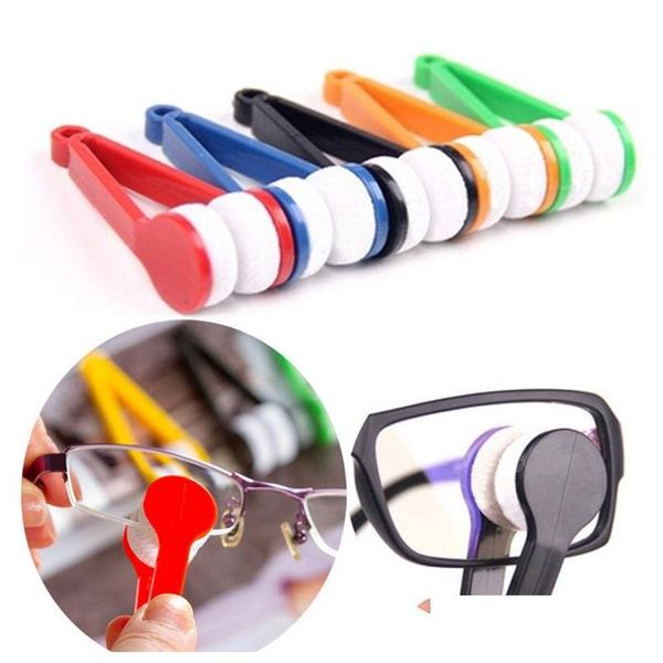 Autres outils de nettoyage ménagers Accessoires Mini lunettes de soleil en plastique Brosses Brosses en microfibre portables Lunettes Verre Double Face Cl Dhibv