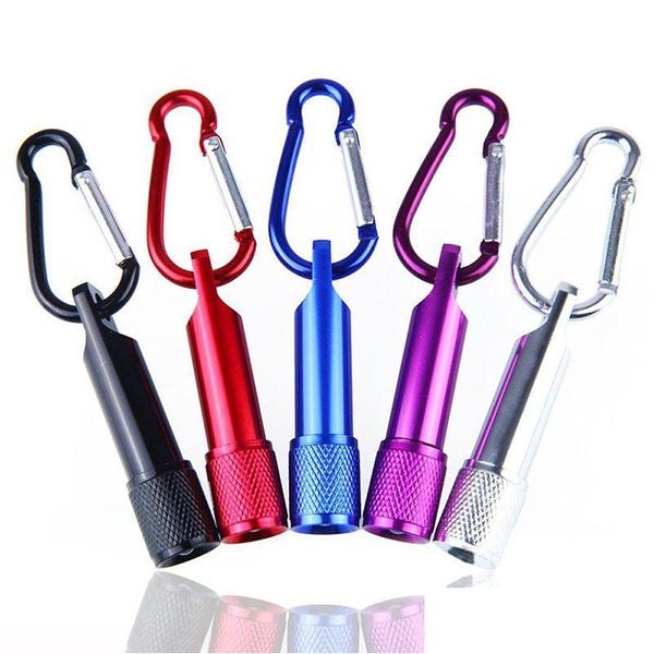 Autres articles ménagers 6 couleurs Mini lampes de poche LED avec batterie en alliage d'aluminium torche mousqueton anneau porte-clés porte-clés cadeaux Drop Dhurb