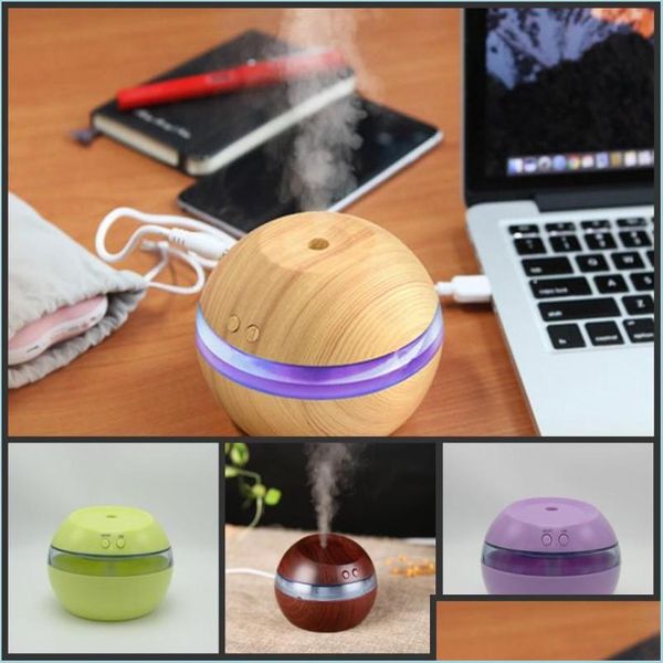 Autres articles divers ménagers Aromathérapie Humidificateur d'air Diffuseur d'arômes Purificateur d'huile Mini humidificateurs USB en bois Led Home Wood Drop Deli Dhxr8