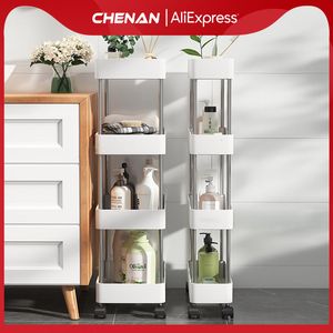 Other Household Sundries Mobile Storage Shelf Interspace Gap Kitchen Bathroom Rack Fridge Side Seam Finishing 230520