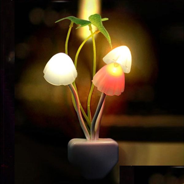 Otros artículos para el hogar Hongo Noche Luz Sensor Lámpara Hongo LED Lotus Hoja Linterna Magia Color Dormitorio Luces Drop Entrega H DHLC0