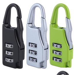 Andere huishoudelijke zonsverdragen Beveiliging 3 Combinatie Travel Suitcas Lage Bag Code Lock Zipper Hangslot Sieradendozen Toolkisten Zink All Dhfjy