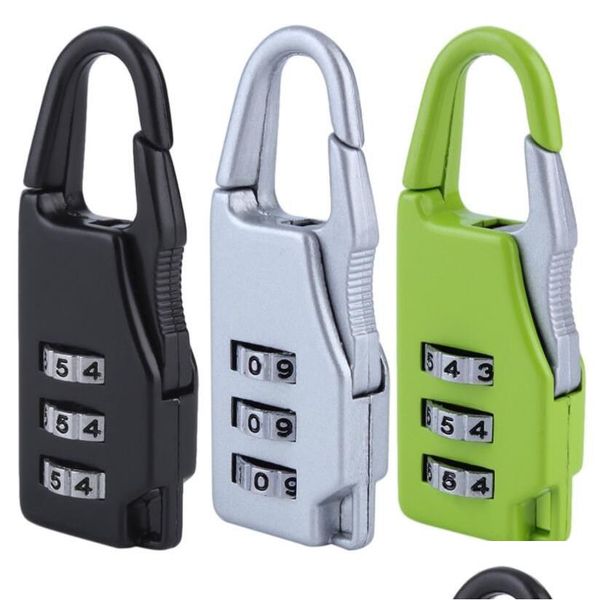 Autres ménages Sécurité Sécurité 3 Combinaison Viette de voyage Lage Lage Code Code Lock Zipper Graquez Boîtes de bijoux Boîtes à outils Zinc All Dhfjy