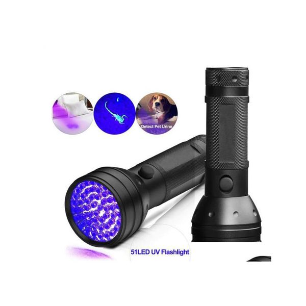 Autres Articles Ménagers Lampe De Poche Uv Led 51 Leds 395Nm Tra Violet Lampe Torche Lampe De Sécurité U V Détecteur Pour Les Taches D'urine De Chien An Dhy0Q