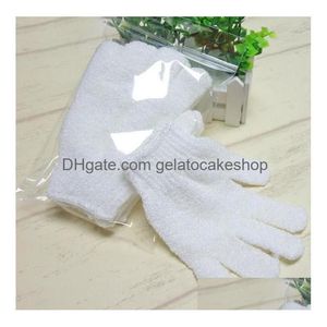 Otros artículos para el hogar Limpieza corporal de nailon blanco Guantes de ducha Baños exfoliantes Guante Cinco dedos Baño Baño Artículos para el hogar Dr Dh1Yj