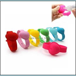 Andere Huiskee Organisatie Home Garden Verbruikbaar hartvormige Sile Polsbandjes Sanitizer Dispens Portable Bracelet Pols Band Hand Dispens