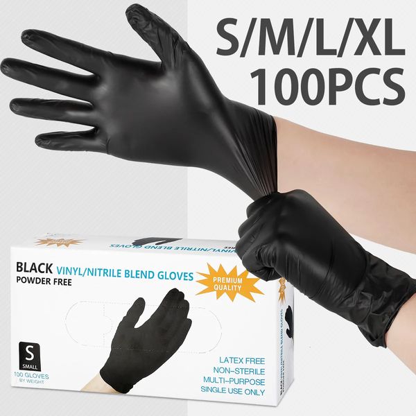 Autre organisation de ménage 100pcs gants en nitrile en caoutchouc jetables noirs pour le travail de cuisine travaux ménagers cuisine nettoyage à domicile réparation de voiture étanche 231211