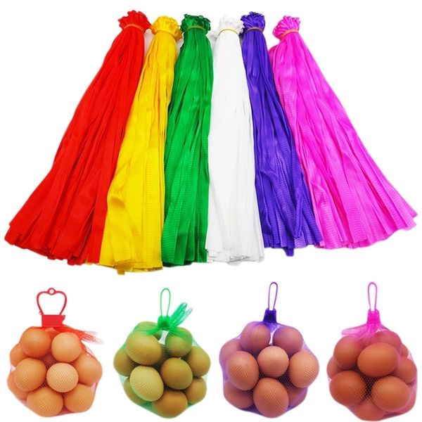 Autre organisation d'entretien ménager 100pcs sacs en filet en plastique sac d'emballage alimentaire avec boucles réutilisables pour légumes fruits oeuf noix jouets stockage à la maison 230625