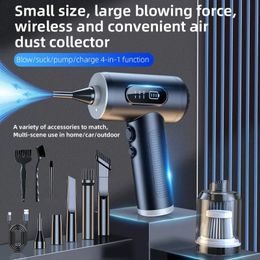 Outra organização de limpeza 2 em 1 Air Duster Vaccum Cleaner 50000 RPM 3 Gear Strong Suction Wireless Handhled Cordless para Car Home Computer 231118