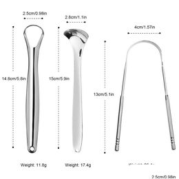 Otra organización de limpieza 3pc/set Tongua raspador limpiador con viaje de viaje de malla dental kit de mal aliento para adts eli ot3l7