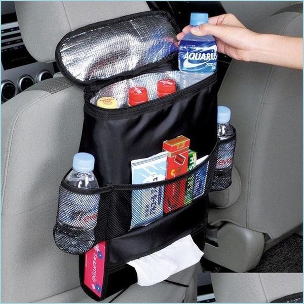 Autre organisation d'entretien ménager Organisateur de siège de voiture automatique Sacs d'isolation Support arrière universel Stockage de voyage multipoches Garder au chaud Dhxp5