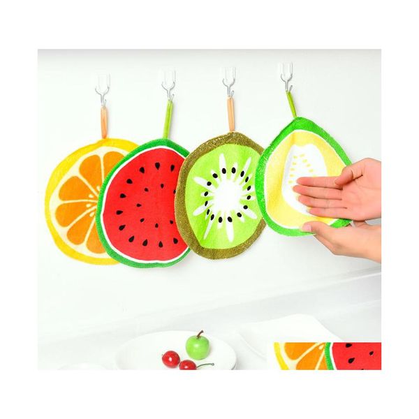 Autre organisation de ménage enfants mouchoir torchon belle impression de fruits suspendus cuisine serviette à main serviettes en microfibre C Otlfp