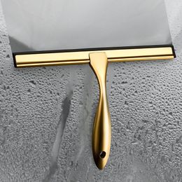 Autre organisation d'entretien ménager en aluminium doré raclette de douche vitre essuie-glace grattoir avec support de brosse en silicone pour miroir de voiture de cuisine 230804