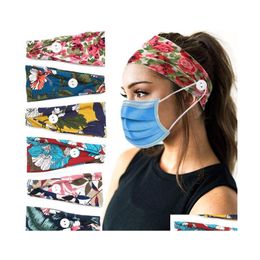 Autre Ménage Organisation Masque Bouton Bandeau Titulaire Casual Bouche Masques Oreille Stretch Bandeau Avec Boutons Fleurs Imprimé K Ot3J8