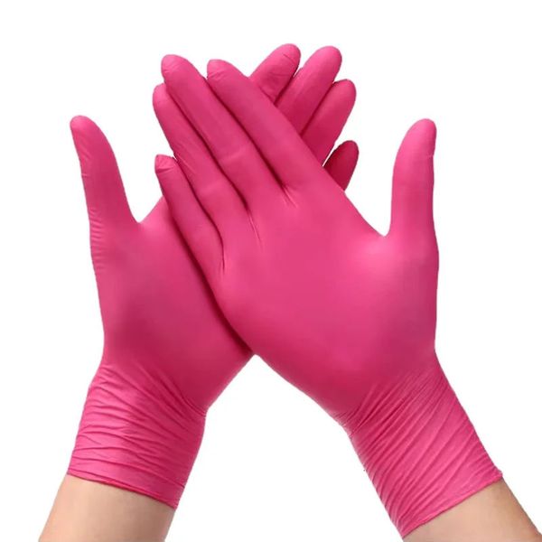 Otra organización de limpieza Guantes de nitrilo desechables de color rosa 100 piezas en polvo sin látex Guante de cocina de vinilo XS Pequeños alimentos Belleza Peluquería Tatuaje 231211