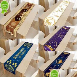 Autre organisation de ménage Ramadan Décoration Table Runner Eid Mubarak Décor pour la maison Nappe Kareem Parti musulman islamique Dhzap