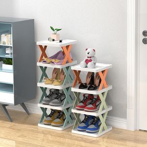 Autre organisation d'entretien ménager Étagère à chaussures pliante simple Assemblage de bricolage Étagère en plastique empilable Gain de place Accueil Salle de bains Dortoir Porte-armoire de rangement 230520