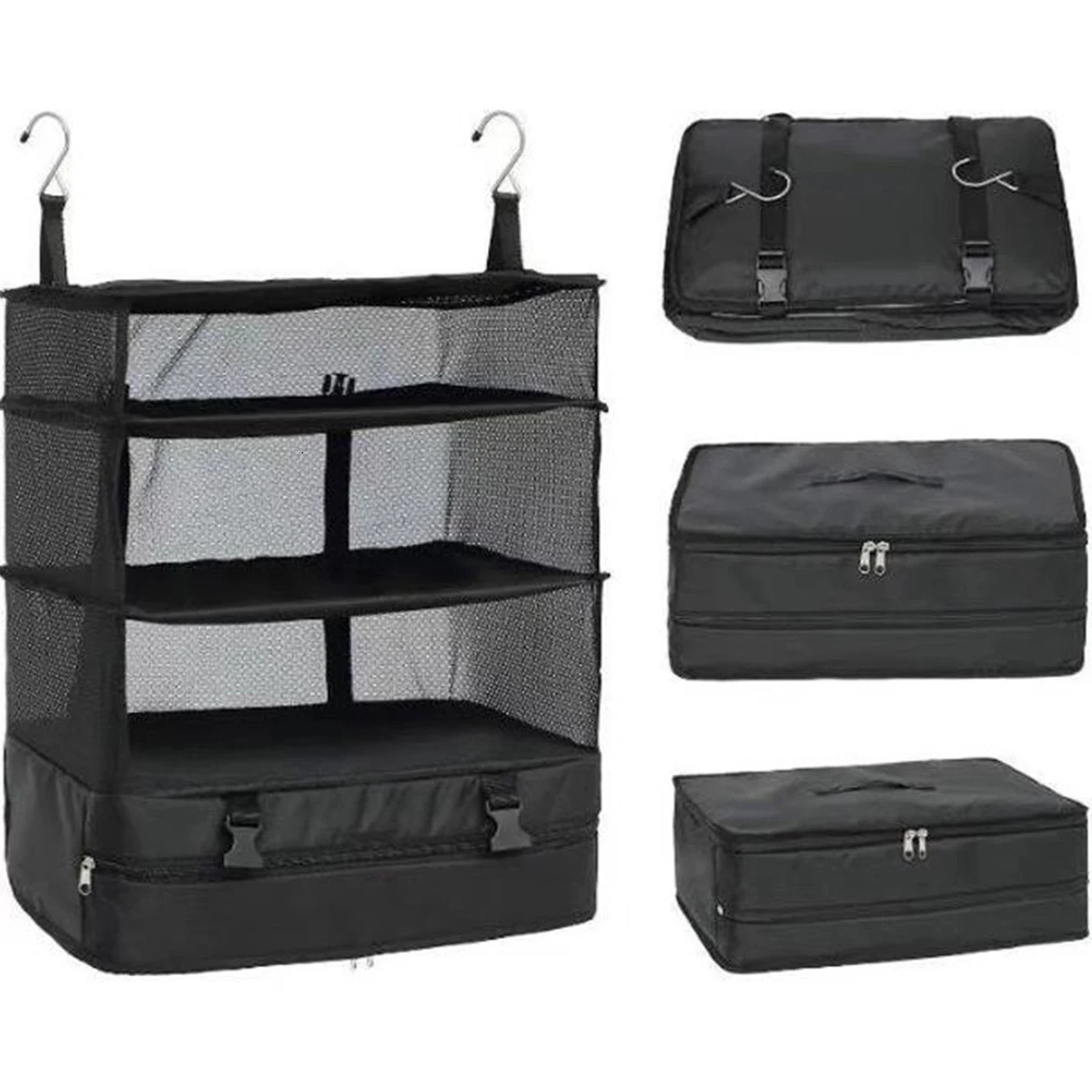  Diğer Temizlik Organizasyonu Seyahat Bagaj Organizatör Taşınabilir Raflar Çanta 3Shelf Bavul Paketleme Küpü Çıkabilir Asma Dolap 231204