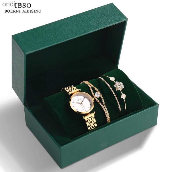 Autre IBSO 2023 nouvelles femmes vert ensemble mouvement à quartz japonais mains lumineuses dames ensembles étanche bijoux de luxe ensemble chaud YQ240122