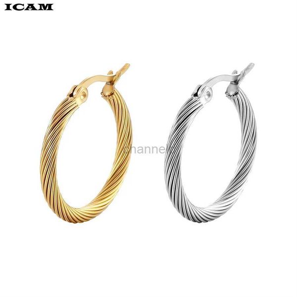 Autre ICAM Couleur froide Métal épais exagération Twist Circle Boucles d'oreilles à la mode