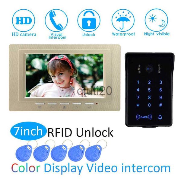 Otros intercomunicadores Control de acceso 1 juego TFT LCD Monitor a color Acceso a la puerta Sistema de intercomunicación Cámara HD 7 Videoportero Teléfono Impermeable Cable Timbre Sistema de llamada x0718