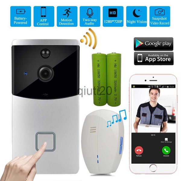 Otros intercomunicadores Control de acceso CUSAM Smart Wireless WiFi Video Doorbell 720P HD Camera Door Phone Intercom Audio bidireccional Visión nocturna Sensor de movimiento Batería x0718